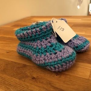 Handmade crochet baby booties